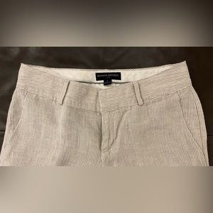 Banana Republic Women’s Linen Lined Pants. Khaki Tan and White Stripe. Size 4.